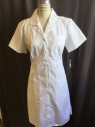 DICKIES, White, Cotton, Polyester, Solid, (MULTIPLE)  Notched Lapel, Button Front, 3 Pockets, Short Sleeves, 1" Waistband with 2 Short Belt & 1 Button Front, and  Elastic Back,