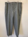 SIAM COSTUMES MTO, Gray, Charcoal Gray, Wool, Speckled, Alternating Heather And Wide Woven Stripes, Flat Front, Button Fly, 4 Pockets, Belt Loops, Suspender Buttons at Inside Waistband,
