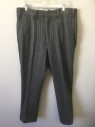 ROBERT'S, Gray, Charcoal Gray, Red, Wool, Speckled, Stripes - Vertical , Flat Front, Zip Fly, 4 Pockets,