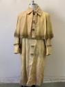 MTO, Butter Yellow, Leather, Solid, 6 Antler Btns, Caplet with Fringe, Cuffs with Fringe, 2 Pckts with Flaps, 3 Patched Spots on Back of Caplet, Aged/Distressed, Early 1800s, Buffalo Bill, MULTIPLES