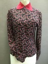 MTO, Black, Red, Pink, Ecru, Silk, Geometric, Abstract , Crepe, Long Sleeves, High Neck with Silk Binding Collar, Button Back with Concealed Snaps, 3 Buttons on Cuffs, Excellent Condition, Multiples, 1930s