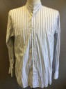 MTO, White, Lt Blue, Multi-color, Cotton, Stripes - Pin, White with Light Blue/Navy/Gray Vertical Stripes/Pinstripes of Various Widths, L/S, B.F., Band Collar, No Pocket, Short French Cuffs, MULTIPLES