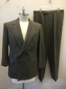 AVERY LUCAS, Brown, Lt Brown, Wool, Stripes - Pin, Double Breasted, Wide Peaked Lapel, 3 Pockets, Light Gray Solid Lining,