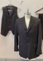 MTO, Brown, Taupe, Wool, Synthetic, Stripes - Pin, 3 Bttns, Single Breasted, Notched Lapel, 3 Pckts, Multiples, See CF001232, No Pants