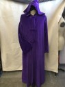 N/L, Purple, Gold, Cotton, Polyester, Solid, Purple, Hood with 3 Ornate Frog Button Detail, Long Sleeves, Gold Imprinted Circle Detail