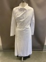 HISTORICAL EMPORIUM, White, Cotton, Solid, Stand Collar, Single Breasted, Buttons Down Right Front, Belted Back, Hem Below Knee, Multiples *Stained Cuff