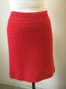 CASTLEBERRY, Red, Acrylic, Polyester, Solid, Novelty Knit, Elastic Waistband, Hem At Knee