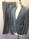 ACADEMY AWARD CLOTHE, Slate Gray, Dusty Blue, Lt Gray, Wool, Stripes - Micro, Stripes - Vertical , Single Breasted, Notch Lapel with Long Lower Notch, 2 Buttons,  3 Pockets,