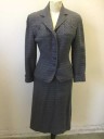 N/L, Multi-color, Navy Blue, Green, Beige, Pink, Wool, Stripes - Horizontal , Speckled, Speckled Horizontal Stripes, Long Sleeves, Notched Lapel, 5 Navy Buttons, Lightly Padded Shoulders, 2 Patch Pockets at Chest with Double Layer Fabric and Decorative Buttons, 2 Side Seam Pockets at Hips, Mauve Silk Crepe Lining, Made To Order Reproduction